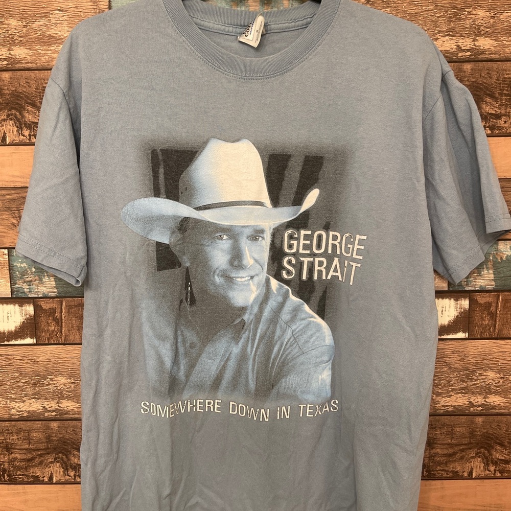 George Strait 2006 Tour T-shirt. Blue-gray, Size Medium. Used.